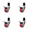 Service Caster 3'' Red Poly Swivel 1-3/4'' Expanding Stem Caster Set Total Lock Brake, 4PK SCC-EXTTL20S314-PPUB-RED-134-4 - alternate 1